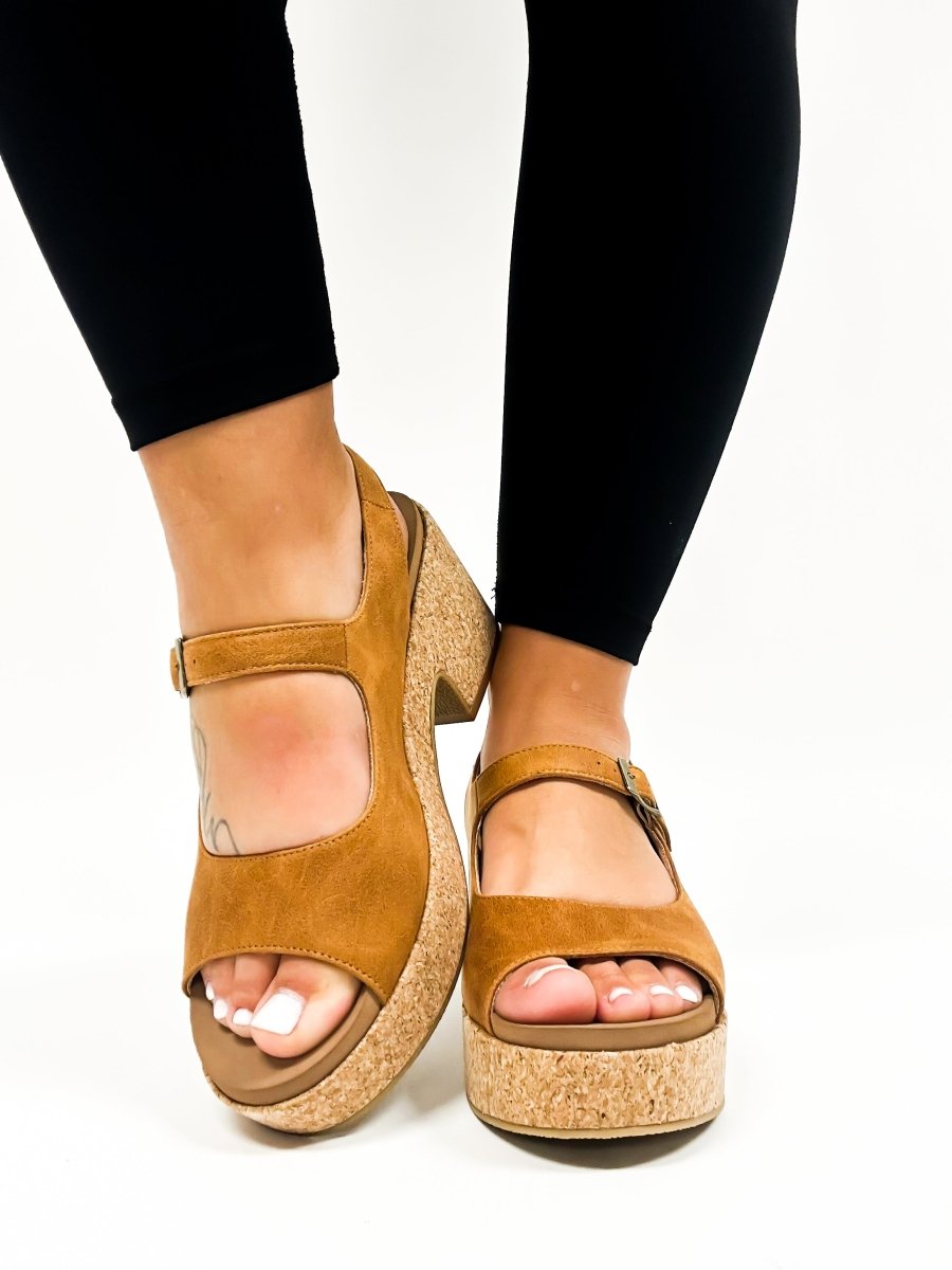 Corky's Camel Miss Behavin Sandals FINAL SALE - Macoma Boutique302 Wedges & Heels