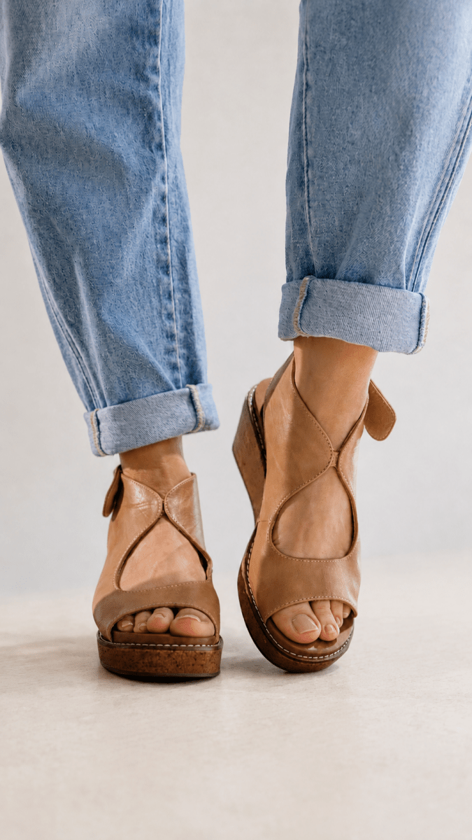 Corky's Caramel Let's Talk About It Wedges - Macoma Boutique302 Wedges & Heels