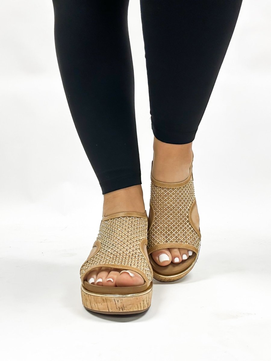 Corky's Caramel Mesh Carley Sandals - FINAL SALE - Macoma Boutique302 Wedges & Heels