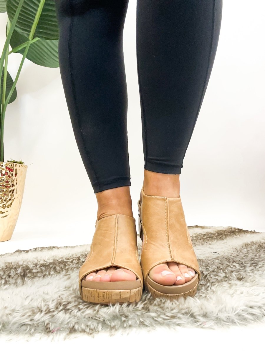 Corky's Caramel Smooth Carley Sandals - Macoma Boutique302 Wedges & Heels
