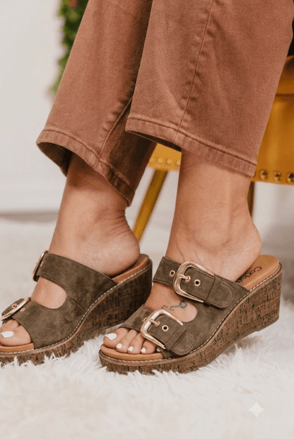Corky's Chocolate Double Dare Wedges - Macoma Boutique302 Wedges & Heels