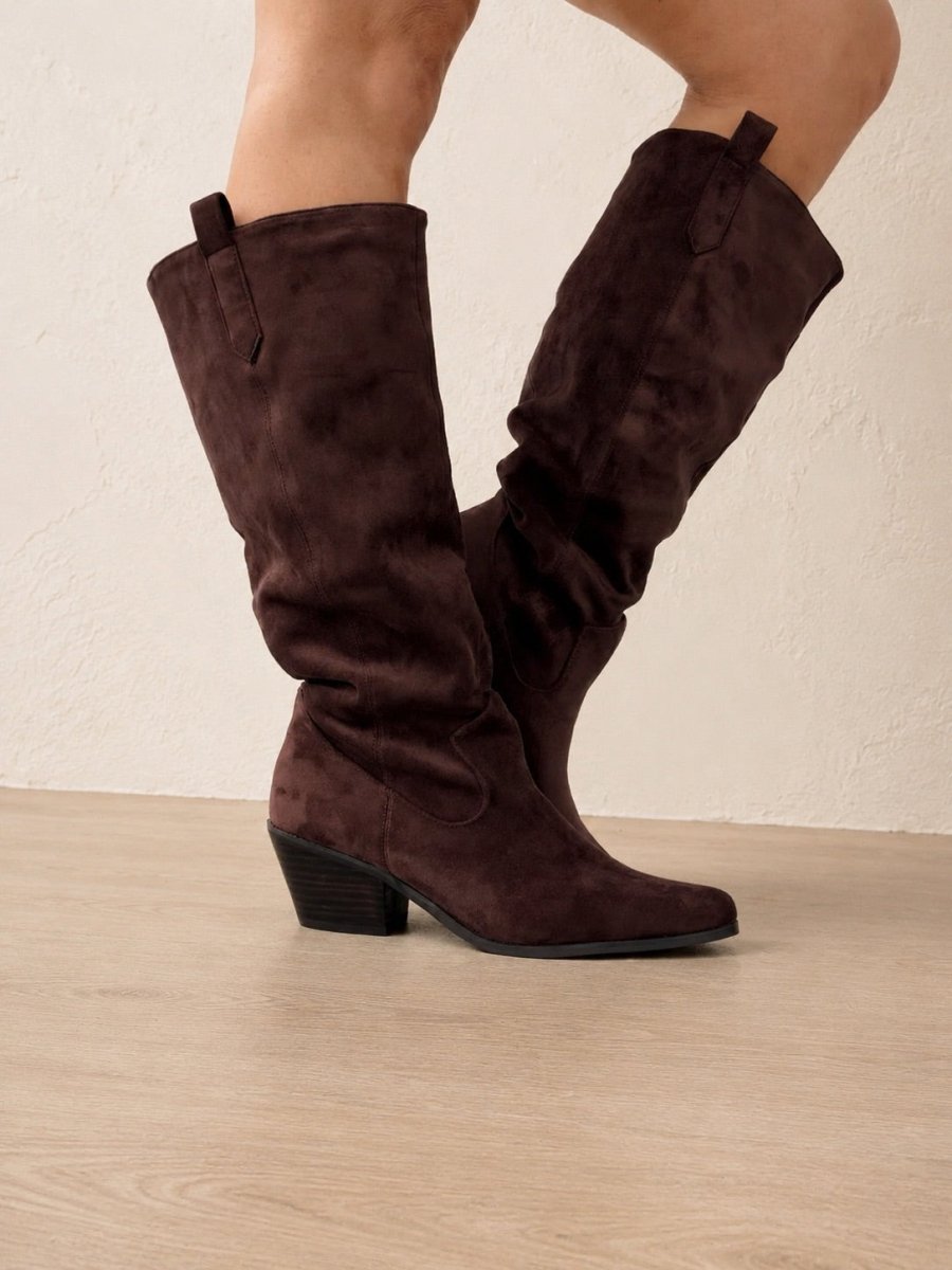 Corky's Chocolate Faux Suede City Slicker Boots - Macoma Boutique303 Mules & Boots