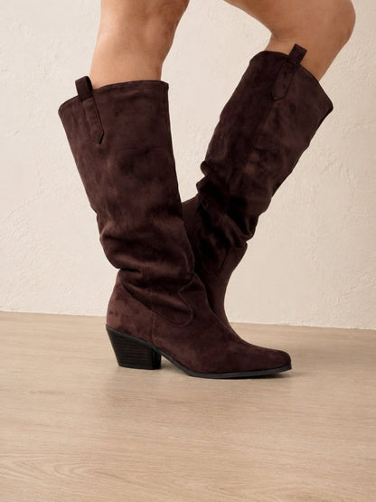 Corky's Chocolate Faux Suede City Slicker Boots - Macoma Boutique303 Mules & Boots