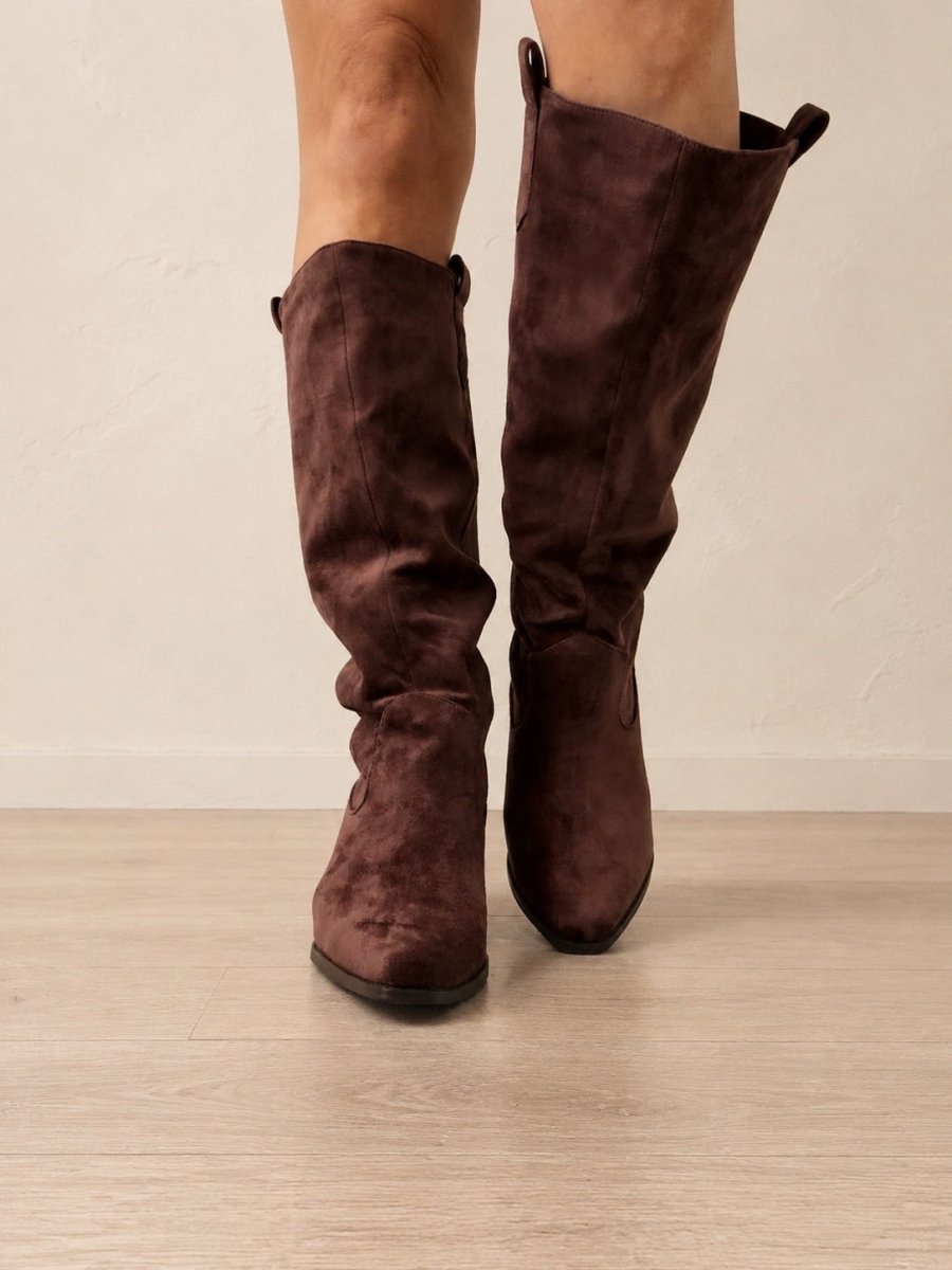 Corky's Chocolate Faux Suede City Slicker Boots - Macoma Boutique303 Mules & Boots