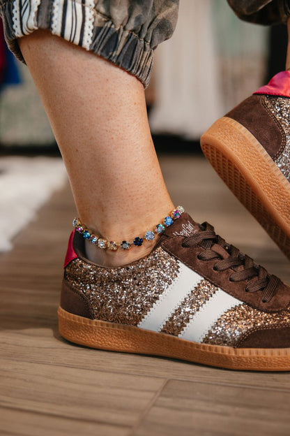 Corky's Chocolate Glitter Heads Up Sneakers - Macoma Boutique301 Sneakers