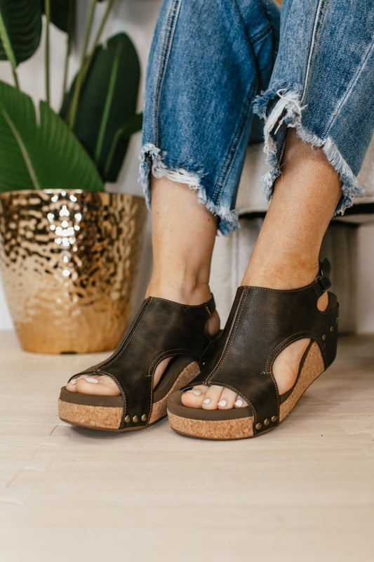 Corky's Chocolate Smooth Carley Sandals - FINAL SALE - Macoma Boutique302 Wedges & Heels