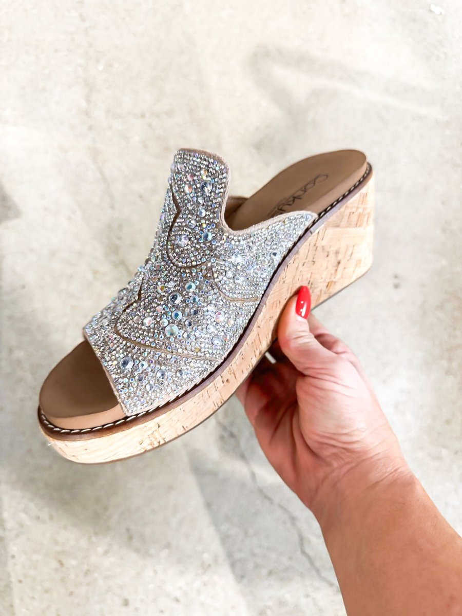 Corky's Clear Rhinestone Neon Moon Sandals - Macoma Boutique302 Wedges & Heels