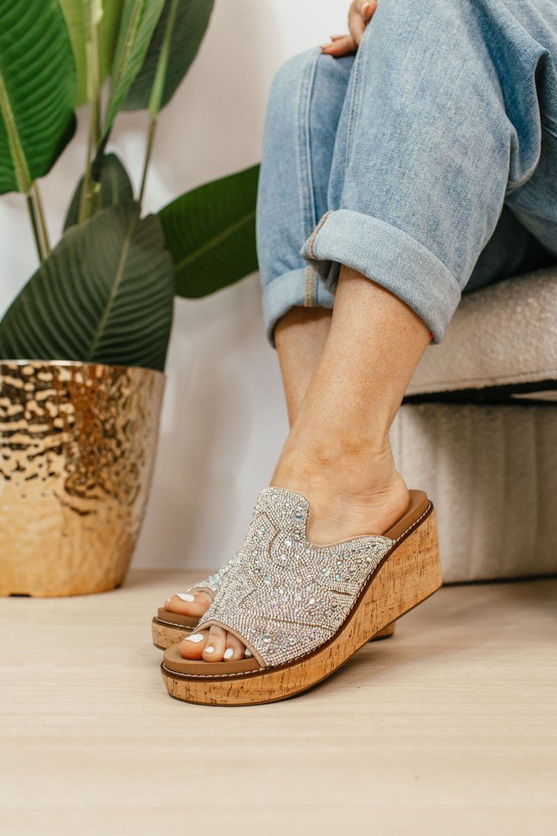 Corky's Clear Rhinestone Neon Moon Sandals - Macoma Boutique302 Wedges & Heels