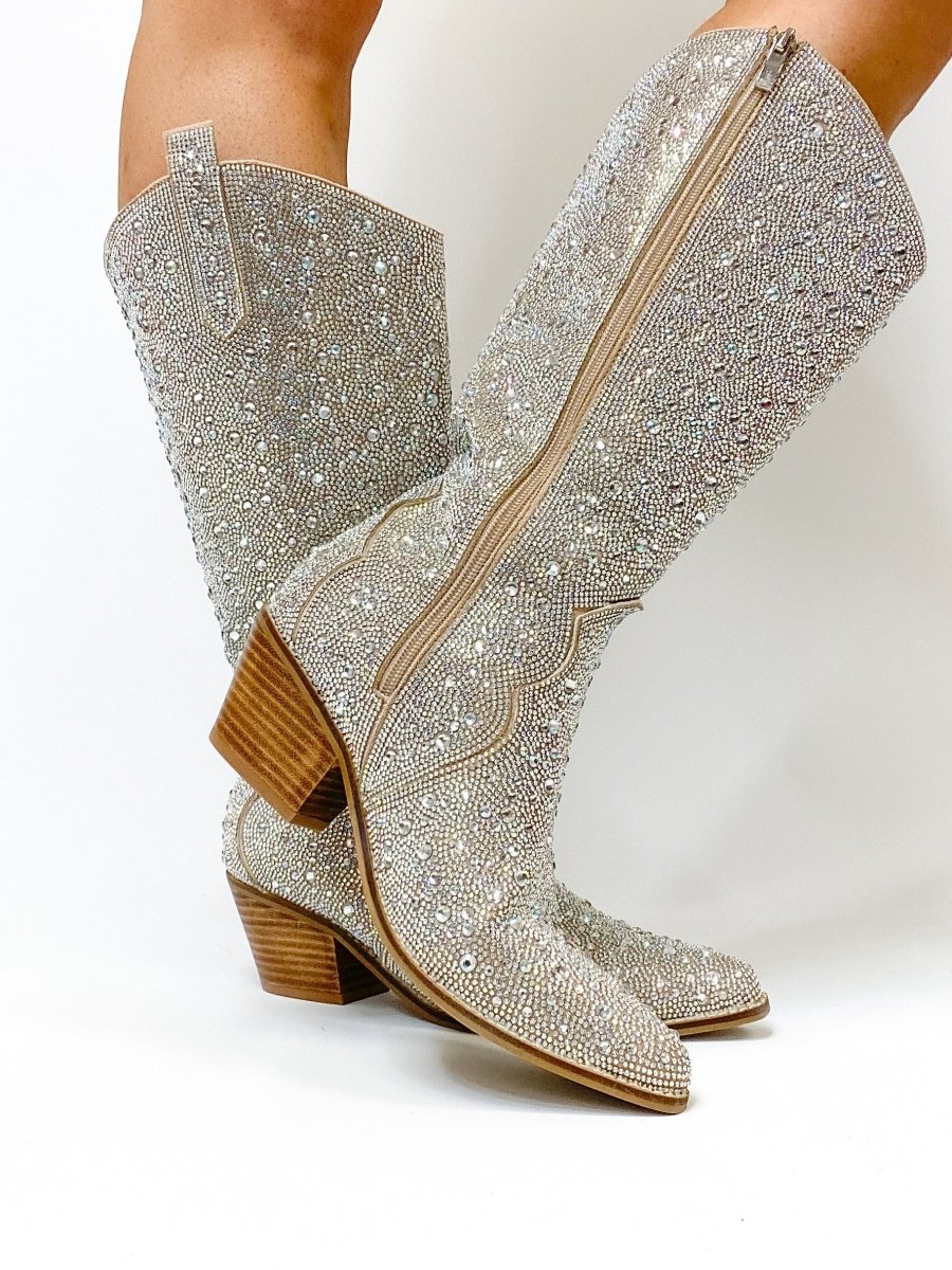 Corky's Clear Rhinestone Pony Up Boots - Wide Calf - Macoma Boutique303 Mules & Boots