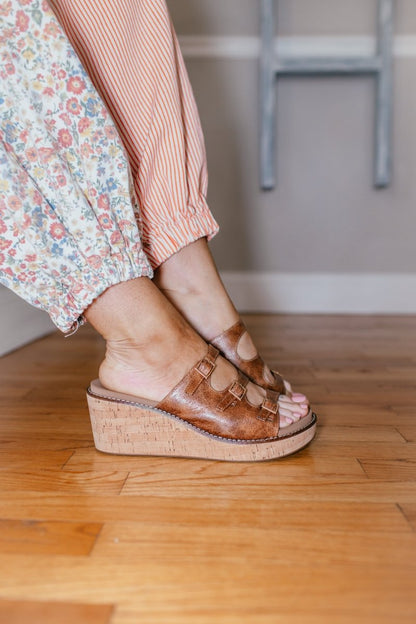Corky's Cognac Crinkle Don't Mind Me Wedges - Macoma Boutique302 Wedges & Heels