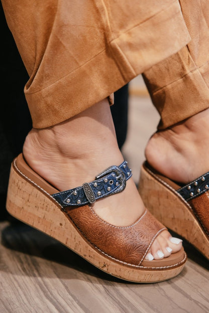 Corky's Cognac Embossed Need A Favor Wedges - Macoma Boutique302 Wedges & Heels