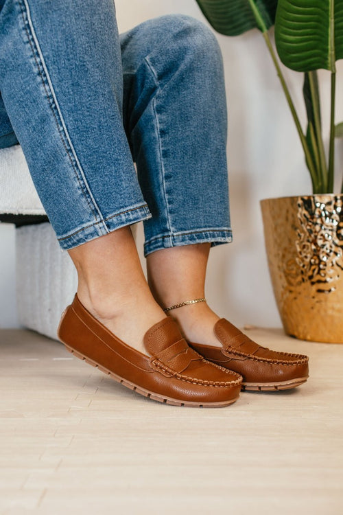 Corky's Cognac Pebble Penny For Your Thoughts Shoes - Macoma Boutique305 Flats