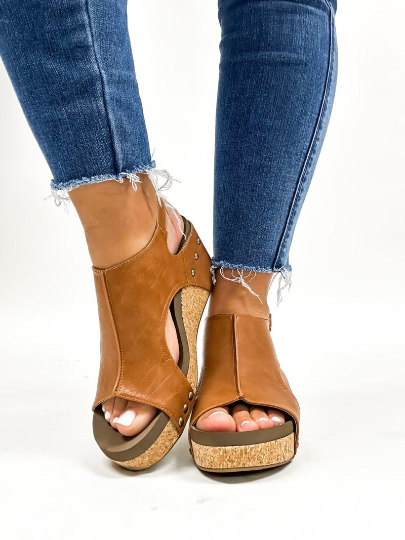 Sandales lisses Carley en cognac de Corky