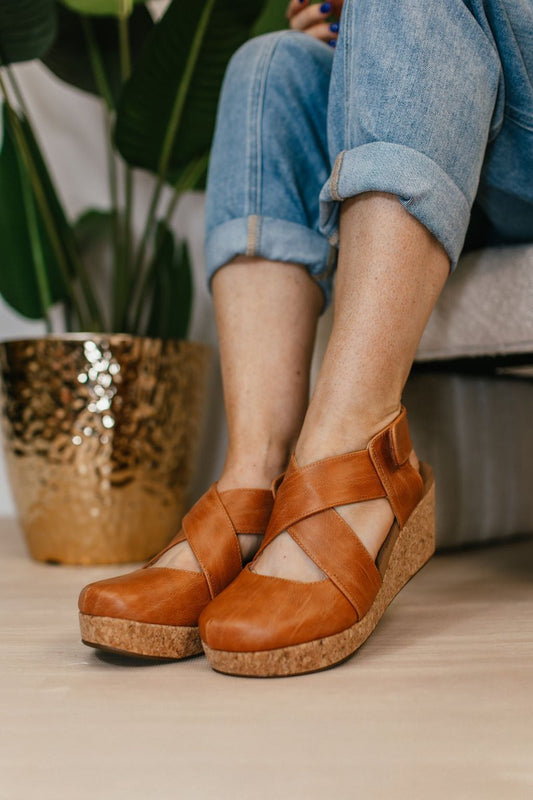 Corky's Cognac Smooth Case Closed Shoes - Macoma Boutique302 Wedges & Heels