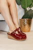Corky's Dark Red Crinkle Patent In The Moment Wedges - Macoma Boutique302 Wedges & Heels
