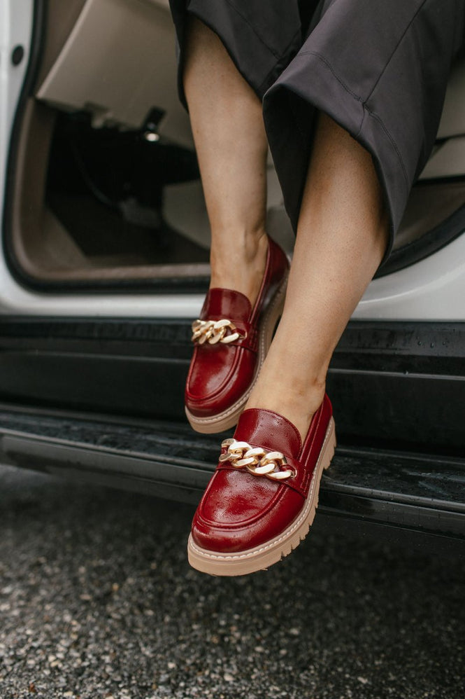 Corky's Dark Red Crinkle Patent Not Literally Shoes