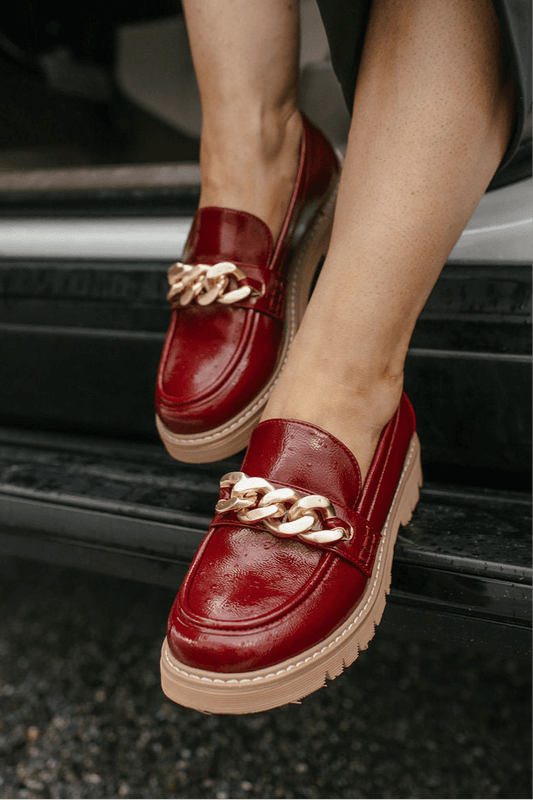 Corky's Dark Red Crinkle Patent Not Literally Shoes - Macoma Boutique305 Flats