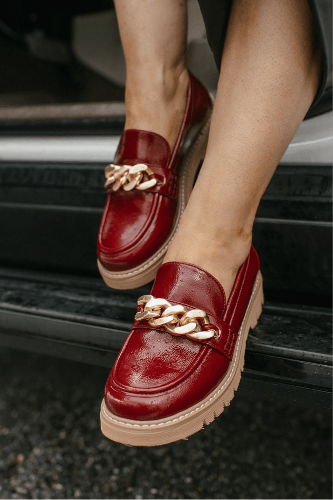 Corky's Dark Red Crinkle Patent Not Literally Shoes