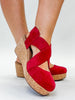 Corky's Dark Red Faux Suede Case Closed Shoes - Macoma Boutique302 Wedges & Heels