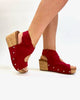 Corky's Dark Red Faux Suede Frisky Sandals - Macoma Boutique302 Wedges & Heels