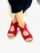 Corky's Dark Red Faux Suede Frisky Sandals - Macoma Boutique302 Wedges & Heels