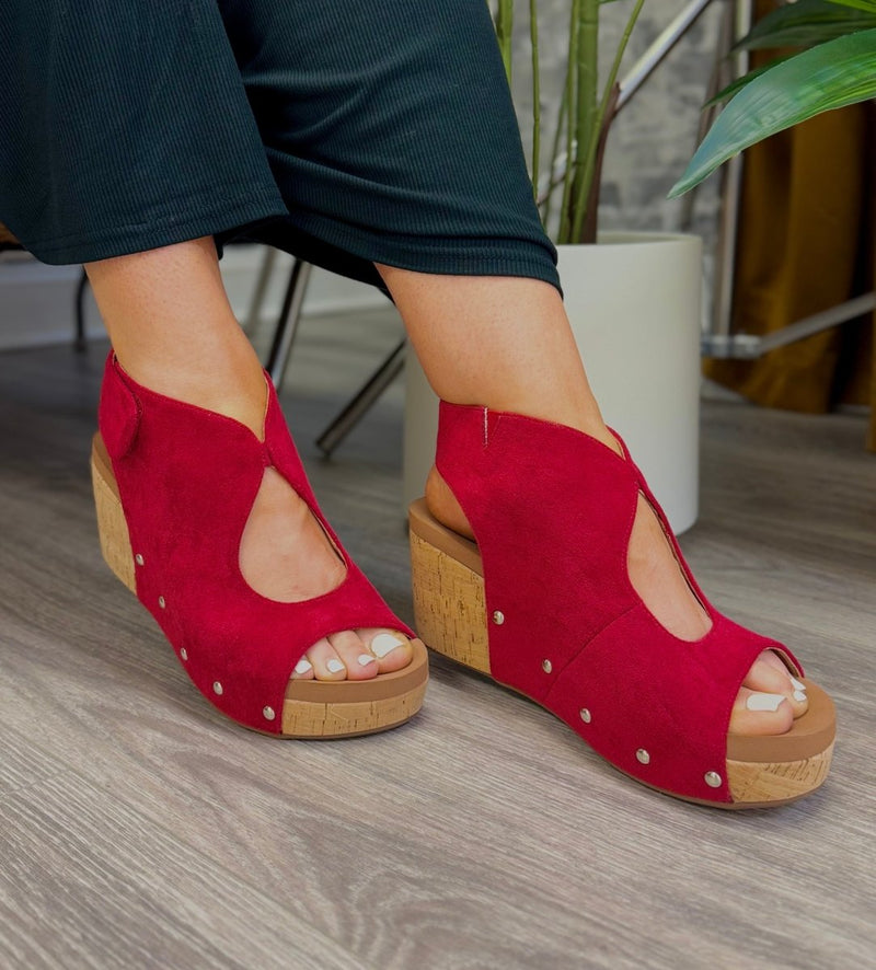 Corky's Dark Red Faux Suede Frisky Sandals
