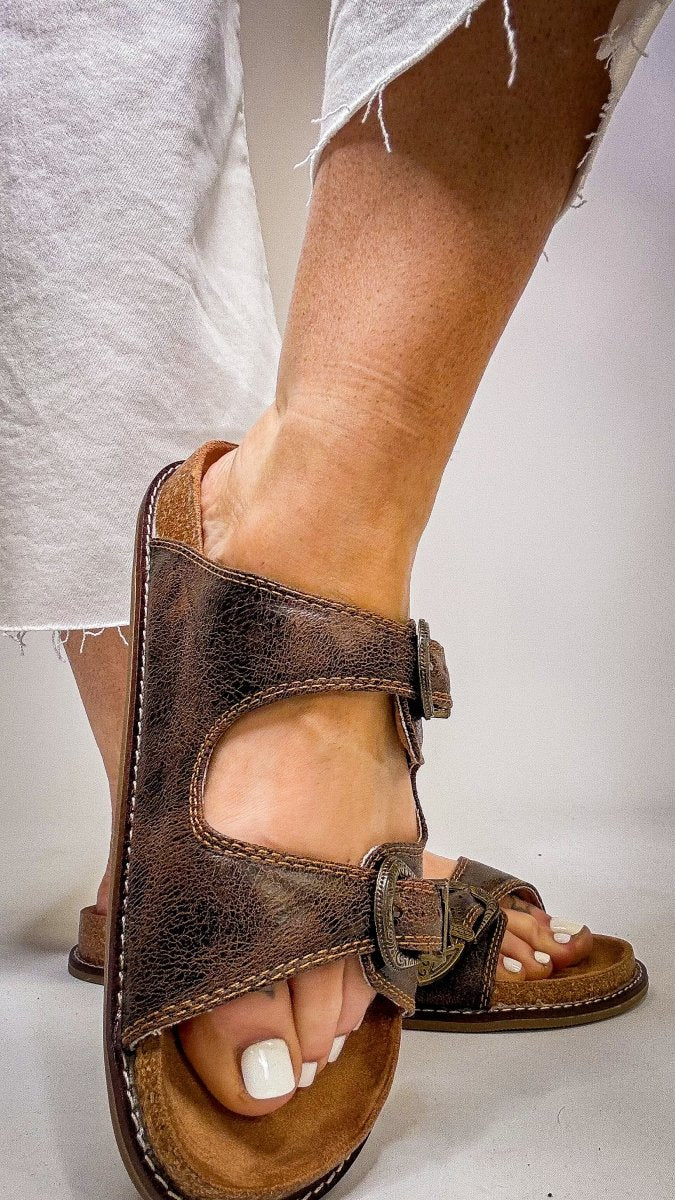 Corky's Espresso Crinkle Atta Girl Sandals - Macoma Boutique304 Sandals