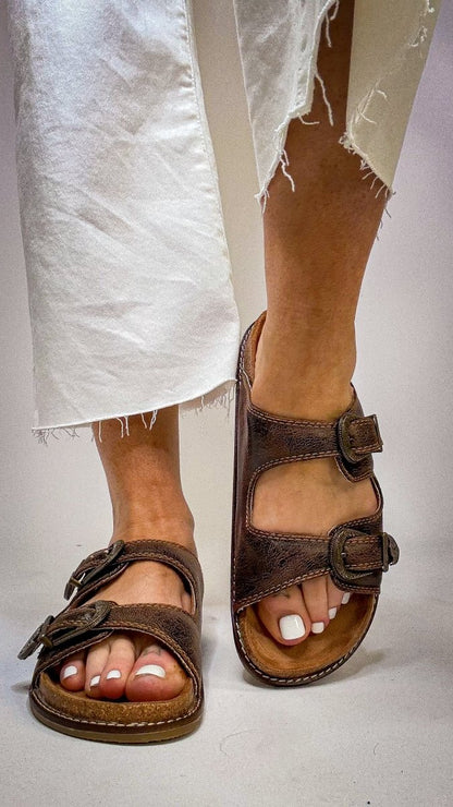 Corky's Espresso Crinkle Atta Girl Sandals - Macoma Boutique304 Sandals