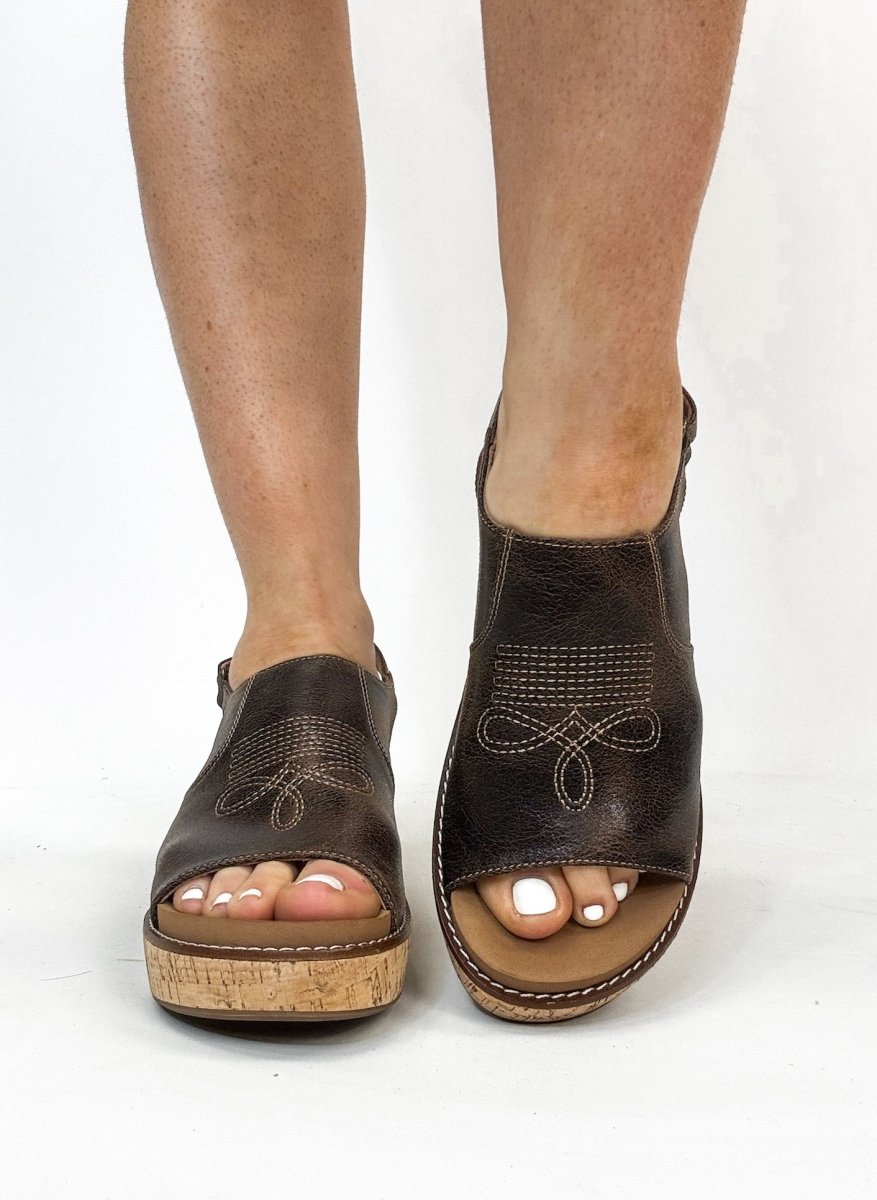 Corky's Espresso Crinkle Most Wanted Sandals - Macoma Boutique302 Wedges & Heels