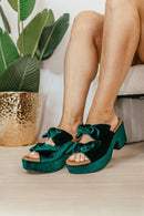Corky's Evergreen Velvet Put A Bow On It Heels - Macoma Boutique302 Wedges & Heels