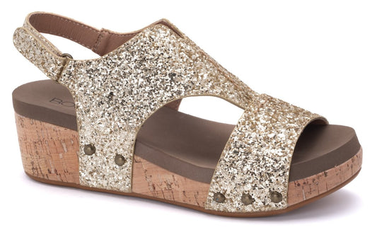 Corky's Gold Chunky Glitter Refreshing Sandals - FINAL SALE - Macoma Boutique302 Wedges & Heels