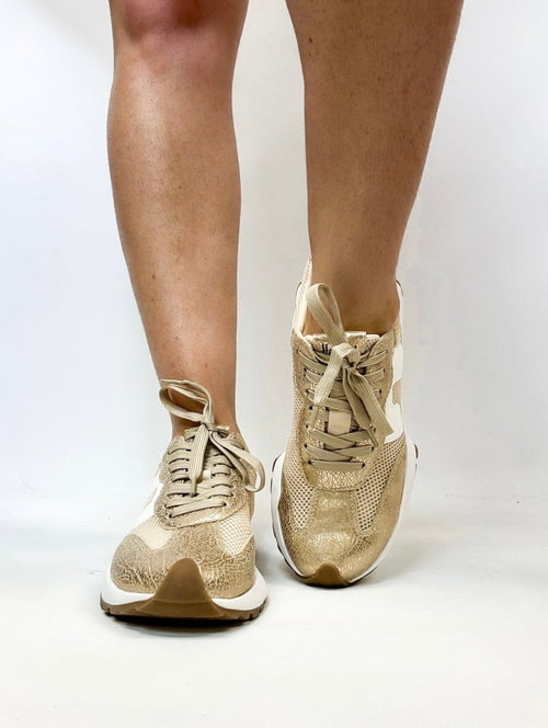 Corky's Gold Cracked Metallic No Prob Sneakers - Macoma Boutique301 Sneakers