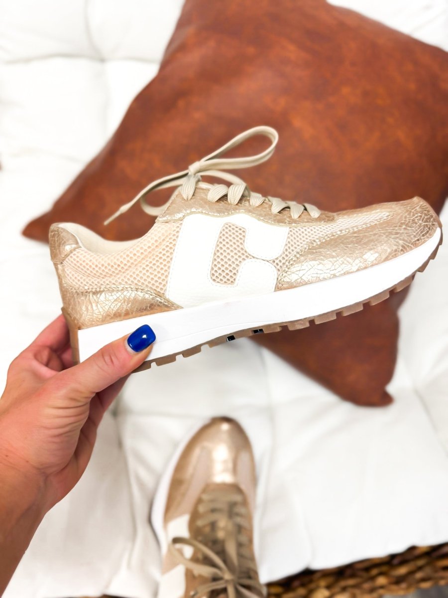 Corky's Gold Cracked Metallic No Prob Sneakers - Macoma Boutique301 Sneakers