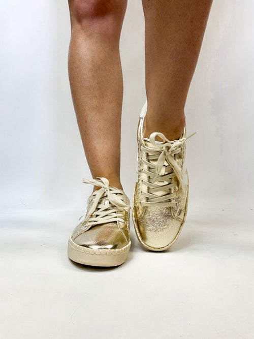 Corky's Gold Crinkle Metallic Friend Zone Sneakers - Macoma Boutique301 Sneakers
