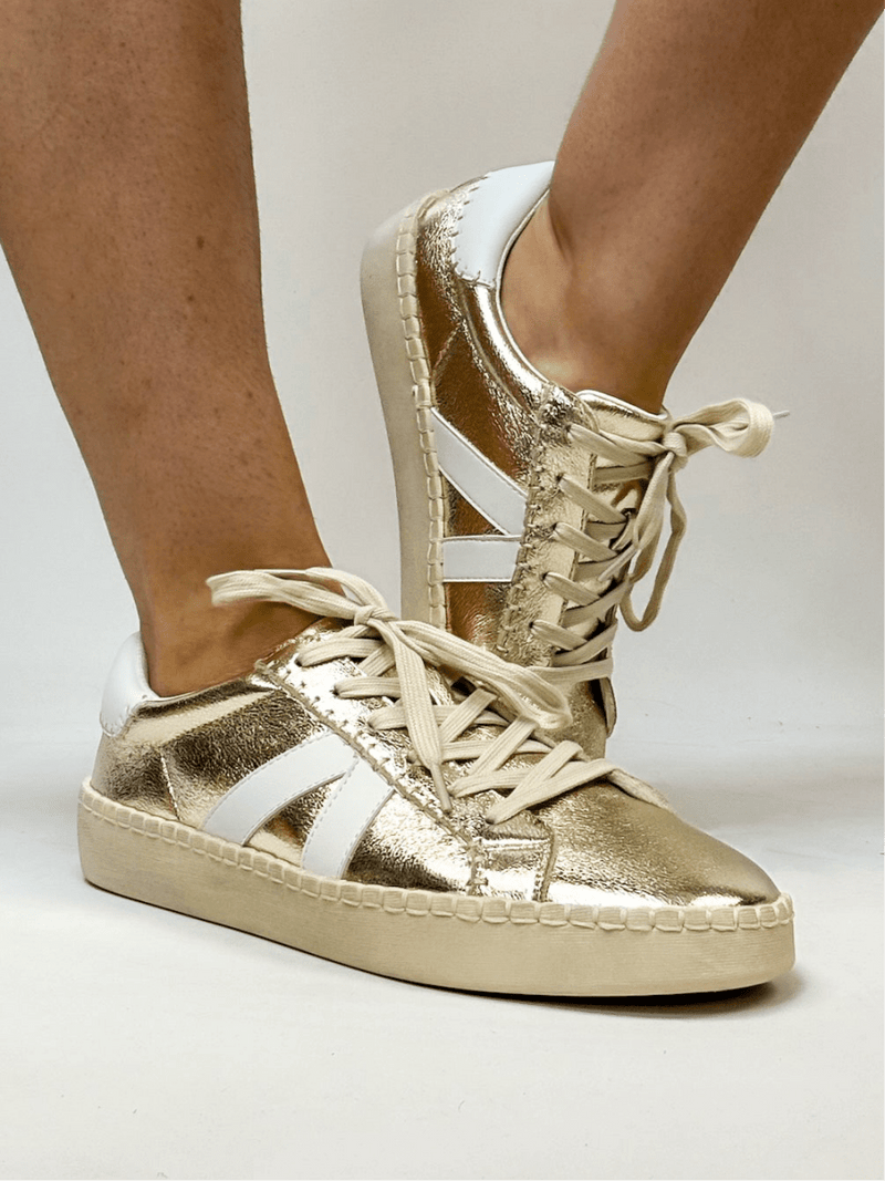 Corky's Gold Crinkle Metallic Friend Zone Sneakers