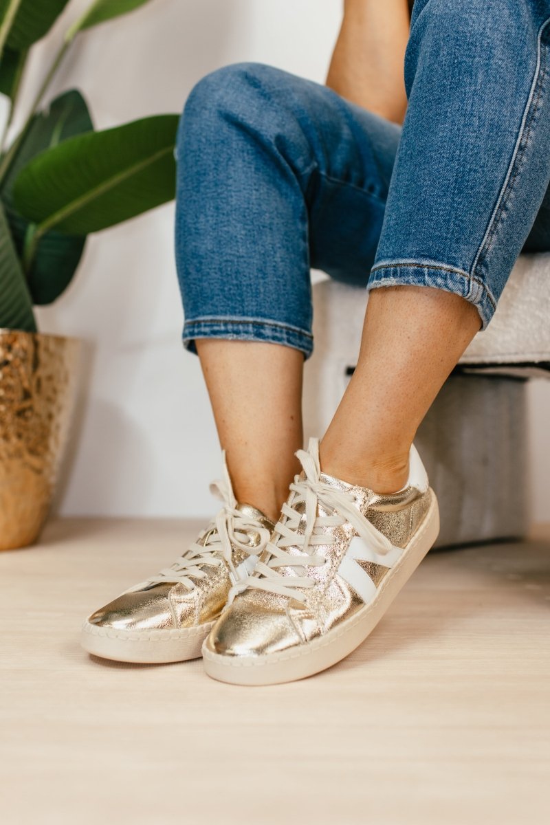 Corky's Gold Crinkle Metallic Friend Zone Sneakers