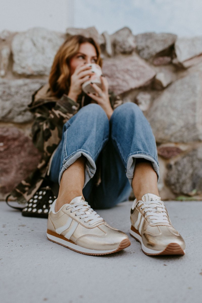 Corky's Gold Crinkle Metallic Kickoff Sneakers