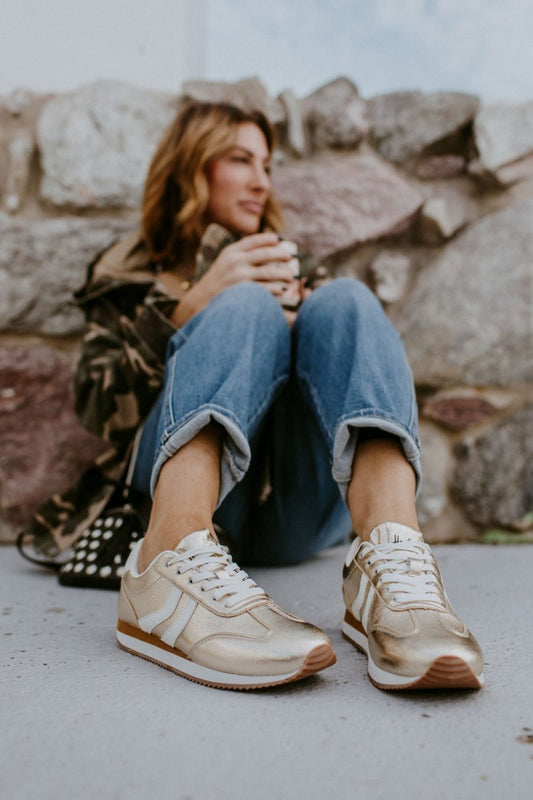 Corky's Gold Crinkle Metallic Kickoff Sneakers - Macoma Boutique301 Sneakers