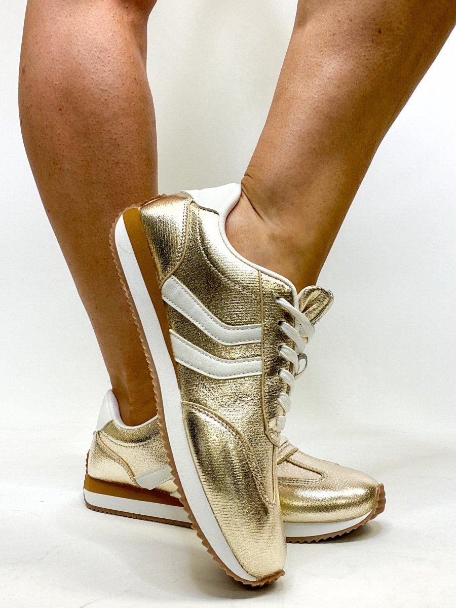 Corky's Gold Crinkle Metallic Kickoff Sneakers - Macoma Boutique301 Sneakers