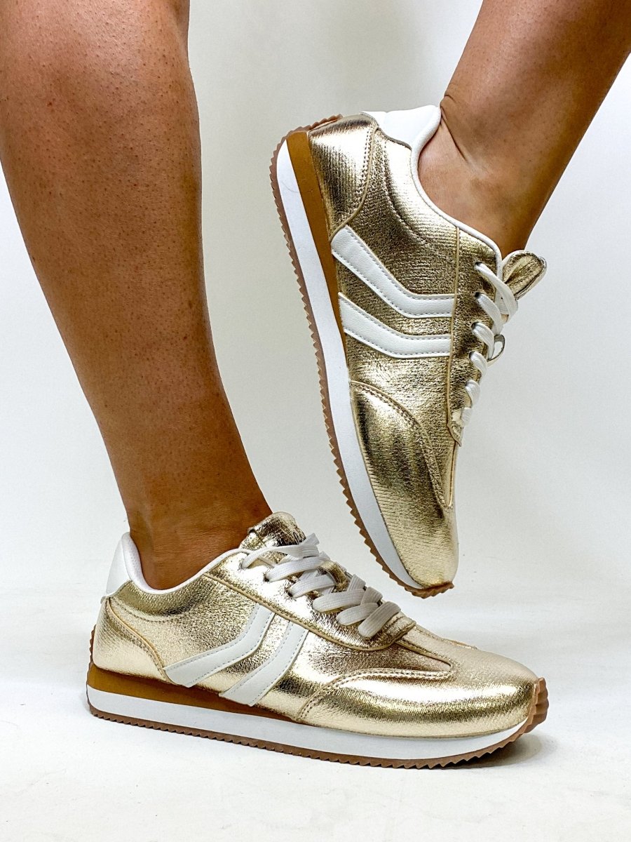 Corky's Gold Crinkle Metallic Kickoff Sneakers