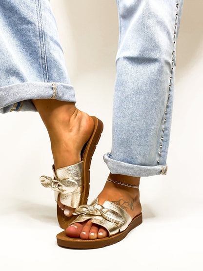 Corky's Gold Crinkle Metallic Too Cute Sandals - Macoma Boutique304 Sandals