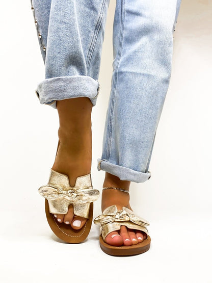 Corky's Gold Crinkle Metallic Too Cute Sandals - Macoma Boutique304 Sandals