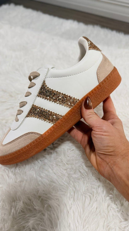 Corky's Gold Glitter Heads Up Sneakers - Macoma Boutique301 Sneakers