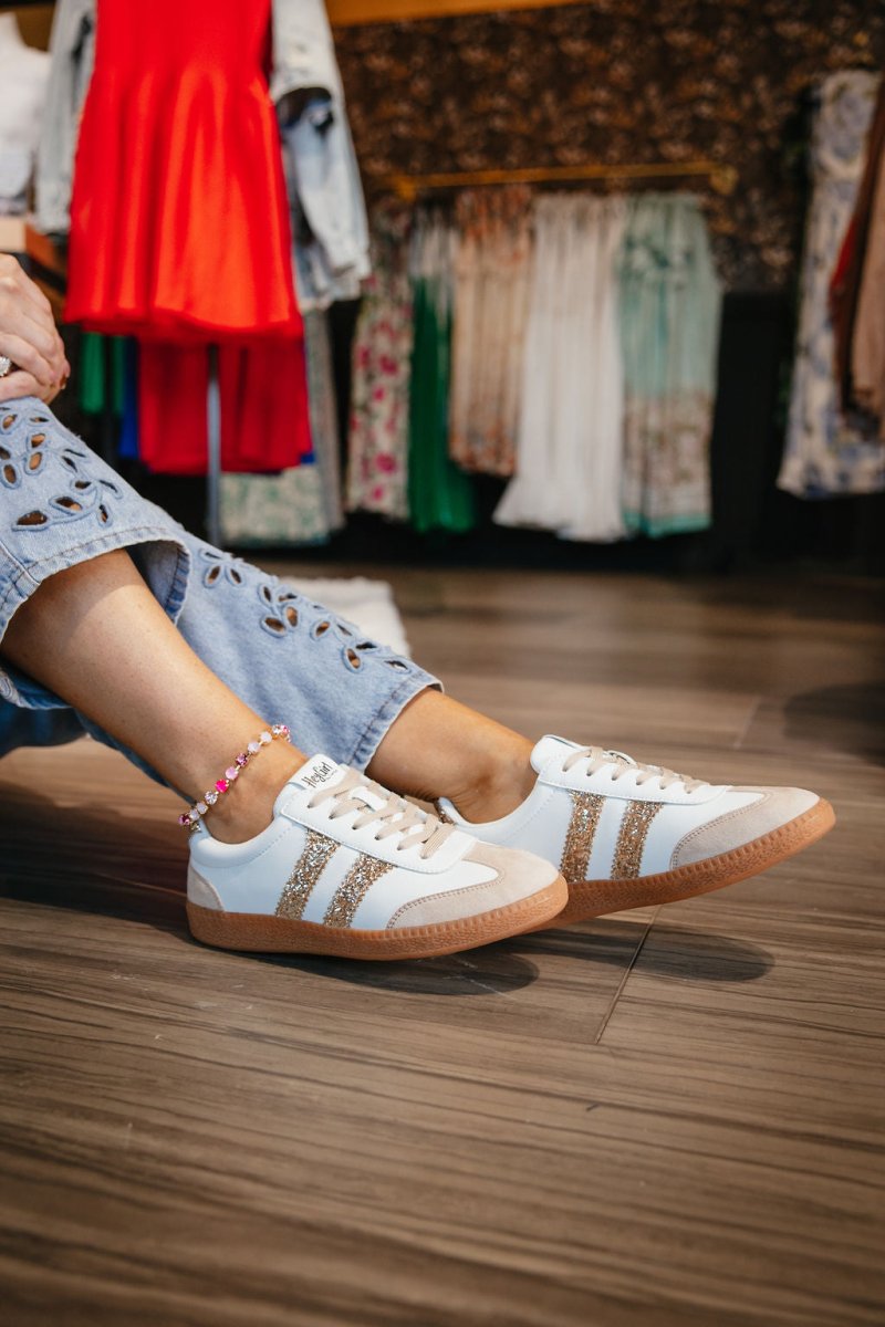 Corky's Gold Glitter Heads Up Sneakers - Macoma Boutique301 Sneakers