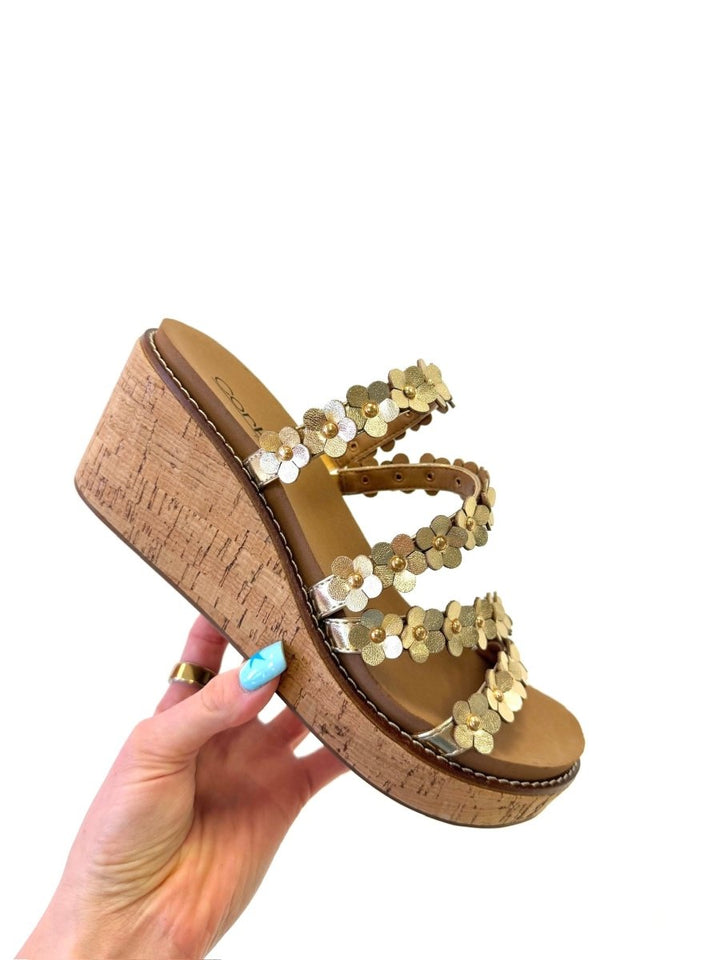 Corky's Gold Let's Be Friends Wedges - Macoma Boutique302 Wedges & Heels