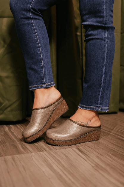 Corky's Gold Wash Metallic Better Half Shoes - Macoma Boutique303 Mules & Boots