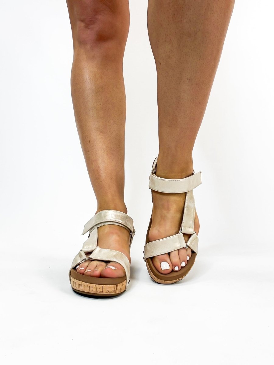 Corky's Gold Wash Metallic Don't Tempt Me Sandals FINAL SALE - Macoma Boutique302 Wedges & Heels