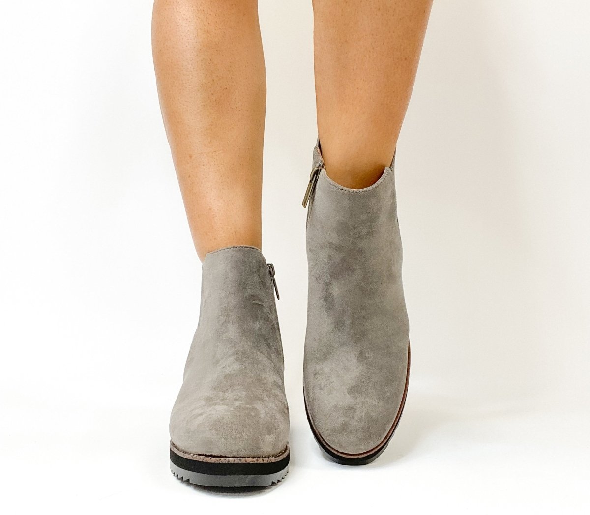 Corky's Grey Faux Suede Apple Sauced Boots - Macoma Boutique303 Mules & Boots