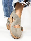 Corky's Grey Faux Suede Case Closed Shoes - Macoma Boutique302 Wedges & Heels