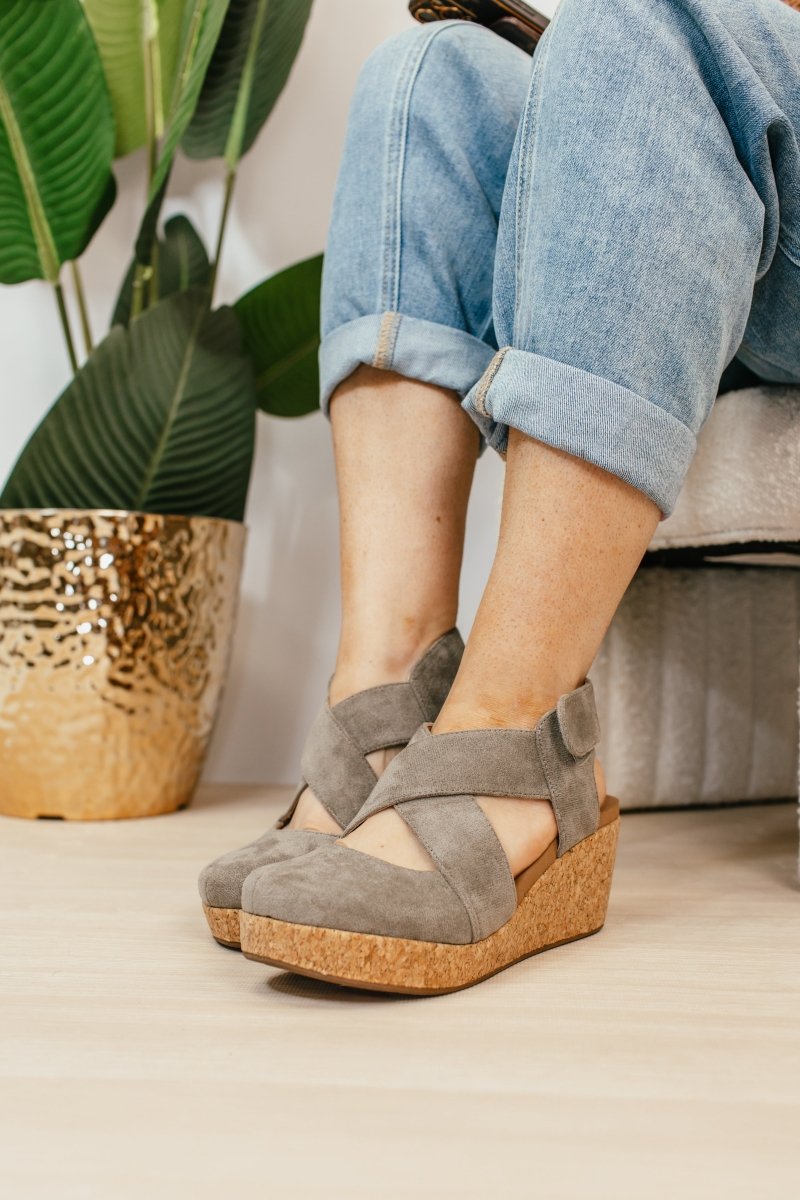 Corky's Grey Faux Suede Case Closed Shoes